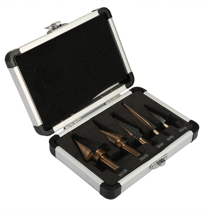 5pcs High Speed Steel Straight Flute Step Drill wi