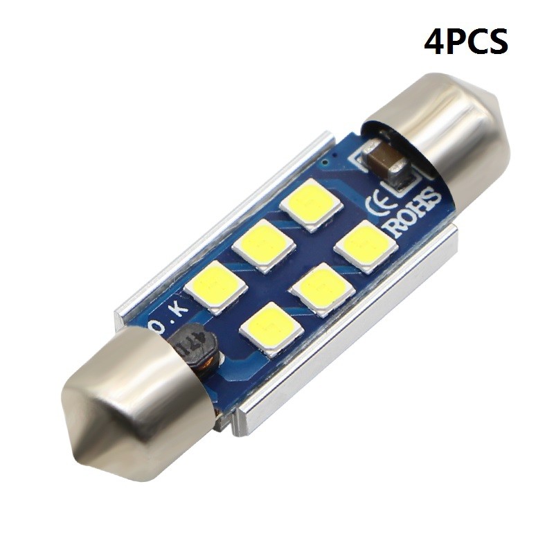 4PCS Super White 39mm 3030 6 SMD led Car Licence Plate Auto Dome Reading Light