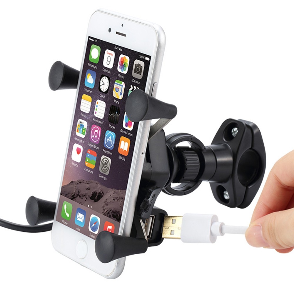 Mobile Phone Holder Rack Navigation Bracket with USB Charging for Electric Car Motorcycle