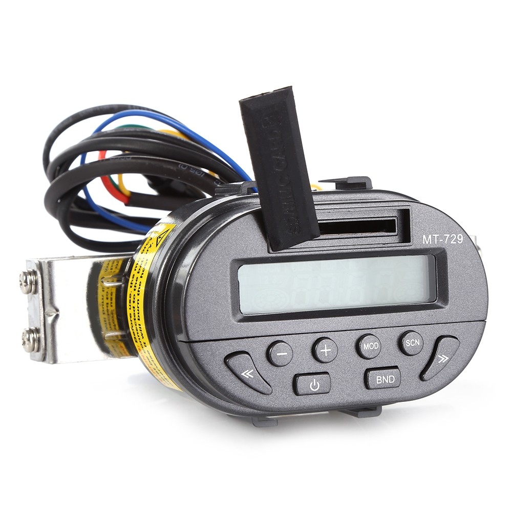 MT729 Water Resistant Motorcycle Handlebar Audio Remote Control MP3 Player FM Radio Support SD MMC Card