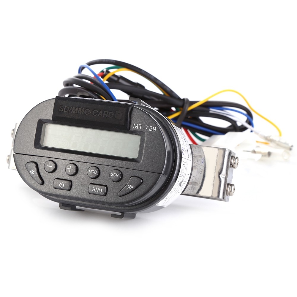 MT729 Water Resistant Motorcycle Handlebar Audio Remote Control MP3 Player FM Radio Support SD MMC Card