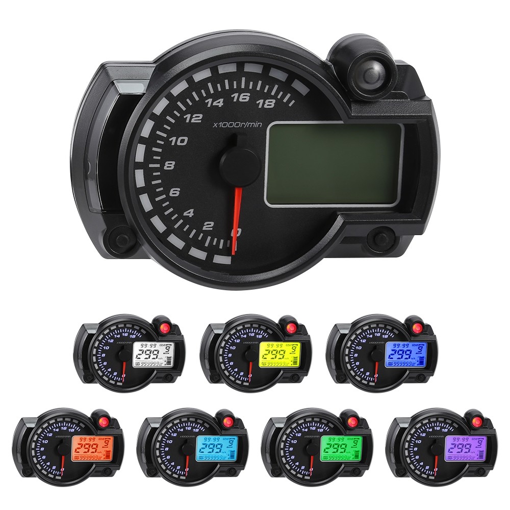 LCD 7 Colors Display Motorcycle Digital Speedometer
