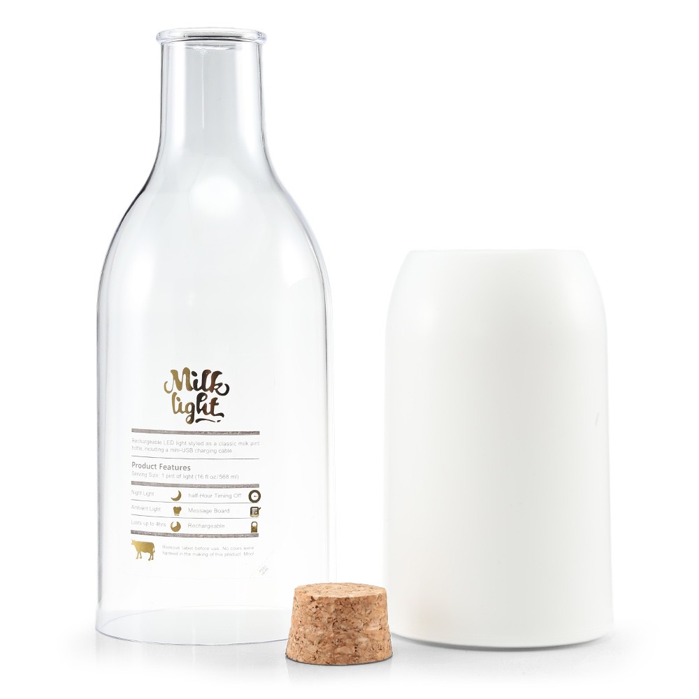 USB Charging LED Bedside Lamp Milk Bottle DIY Message Night Light