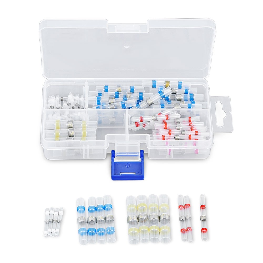 100pcs Heat Shrink Terminals 4 Sizes Waterproof Solder Sleeve Tube Electrical Insulated Butt Connectors
