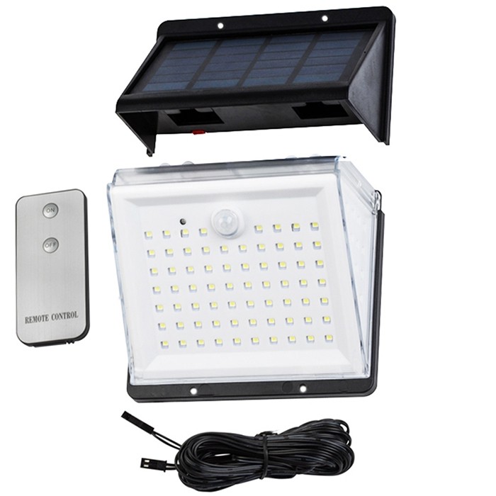 88 LED Solar Power Motion Sensor Light Voice Remote Control Outdoor Yard Wall Lamp