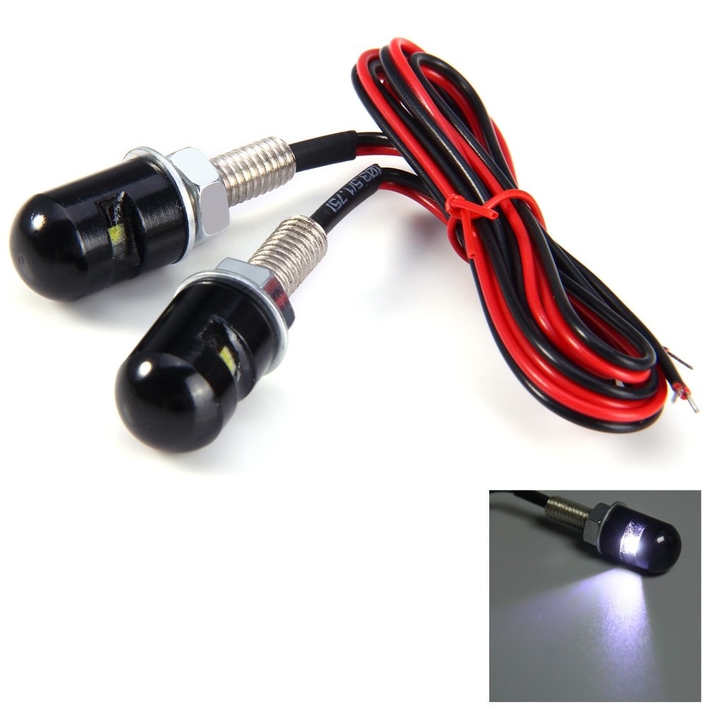 2pcs 12V SMD 3528 Car Motorcycle License Plate Screw Bolt Light Bulb - White Light