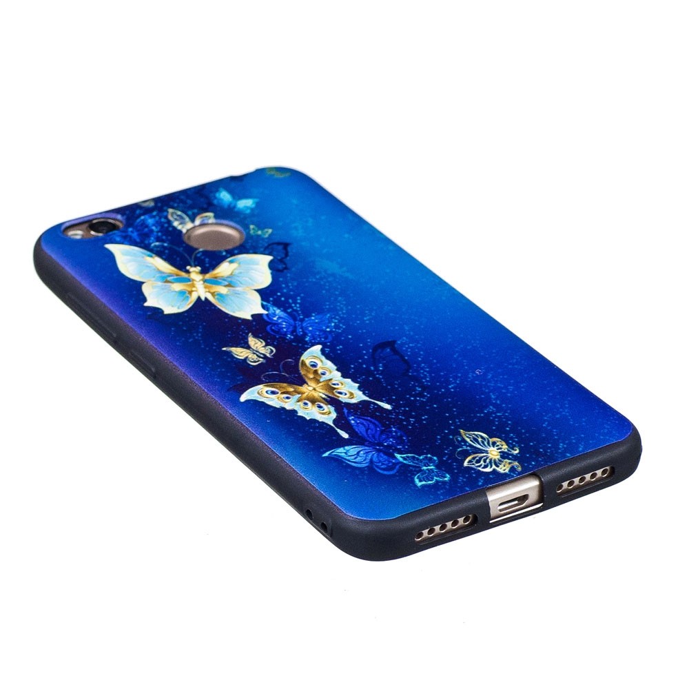 Relief Silicone Case for Xiaomi Redmi 4X Golden Butterfly Pattern Soft TPU Protective Back Cover
