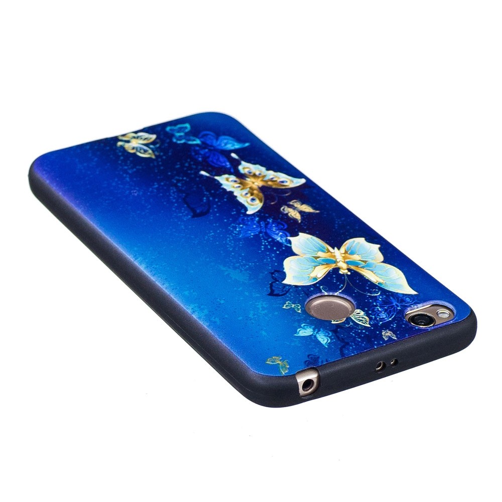 Relief Silicone Case for Xiaomi Redmi 4X Golden Butterfly Pattern Soft TPU Protective Back Cover