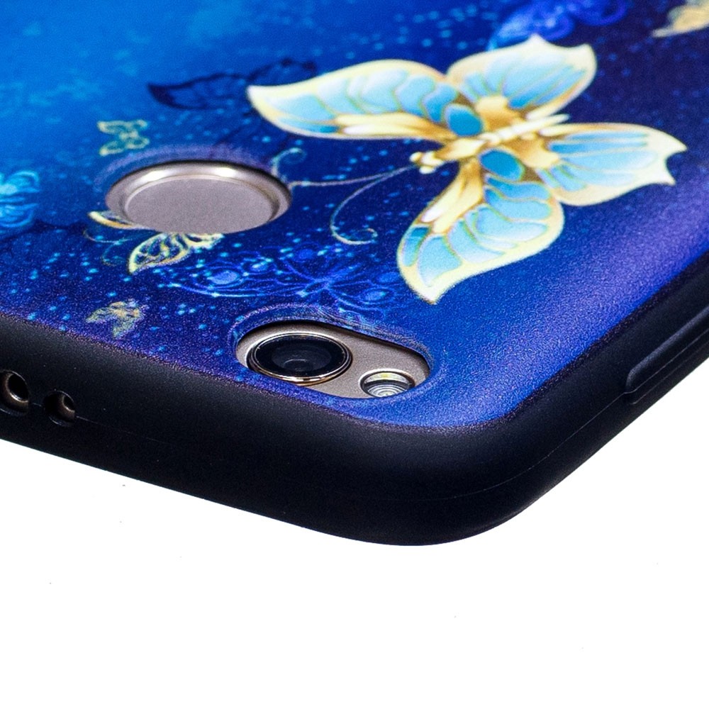 Relief Silicone Case for Xiaomi Redmi 4X Golden Butterfly Pattern Soft TPU Protective Back Cover