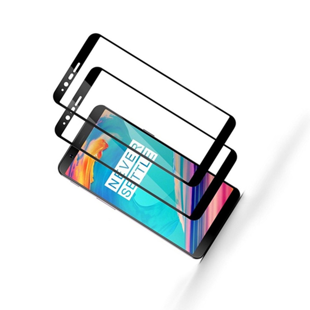 For OnePlus 5T Screen Protector Fljie Full Coverage Curved Tempered Glass Screen Protector Film HD Clear Anti-Scratch