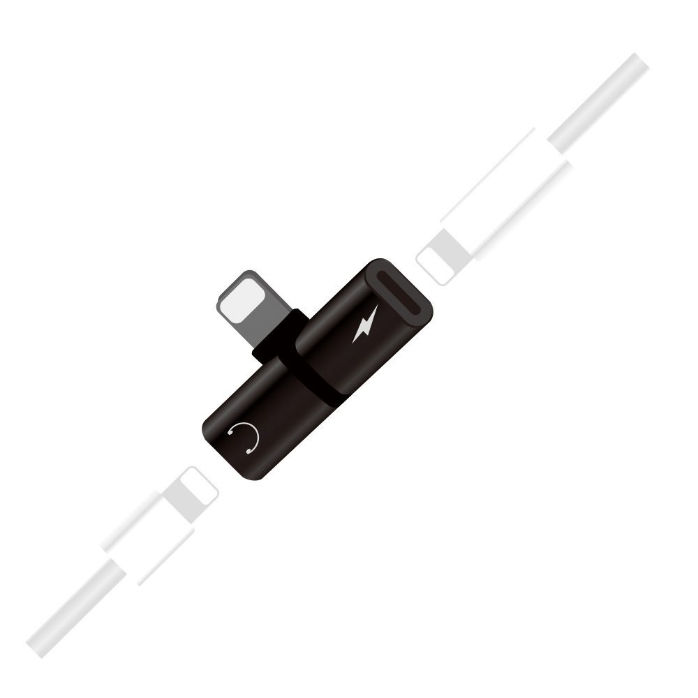2 in 1 Double 8 Pin Adapter Headphone Jack Converter for iPhone X / 8 Plus / 8 / 7 1pc