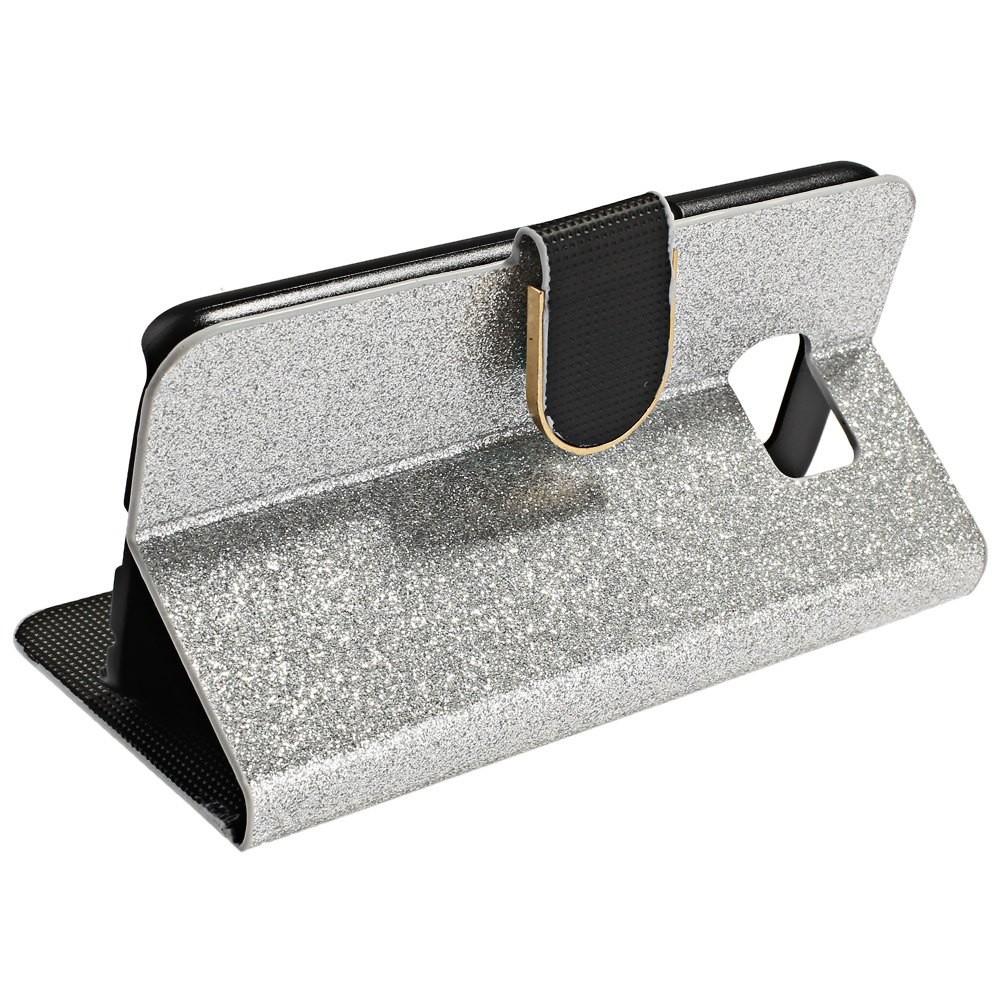 Luxury Bling Glitter Flip PU Leather Case Cover Wallet Card Holder for Samsung Galaxy S6 G9200