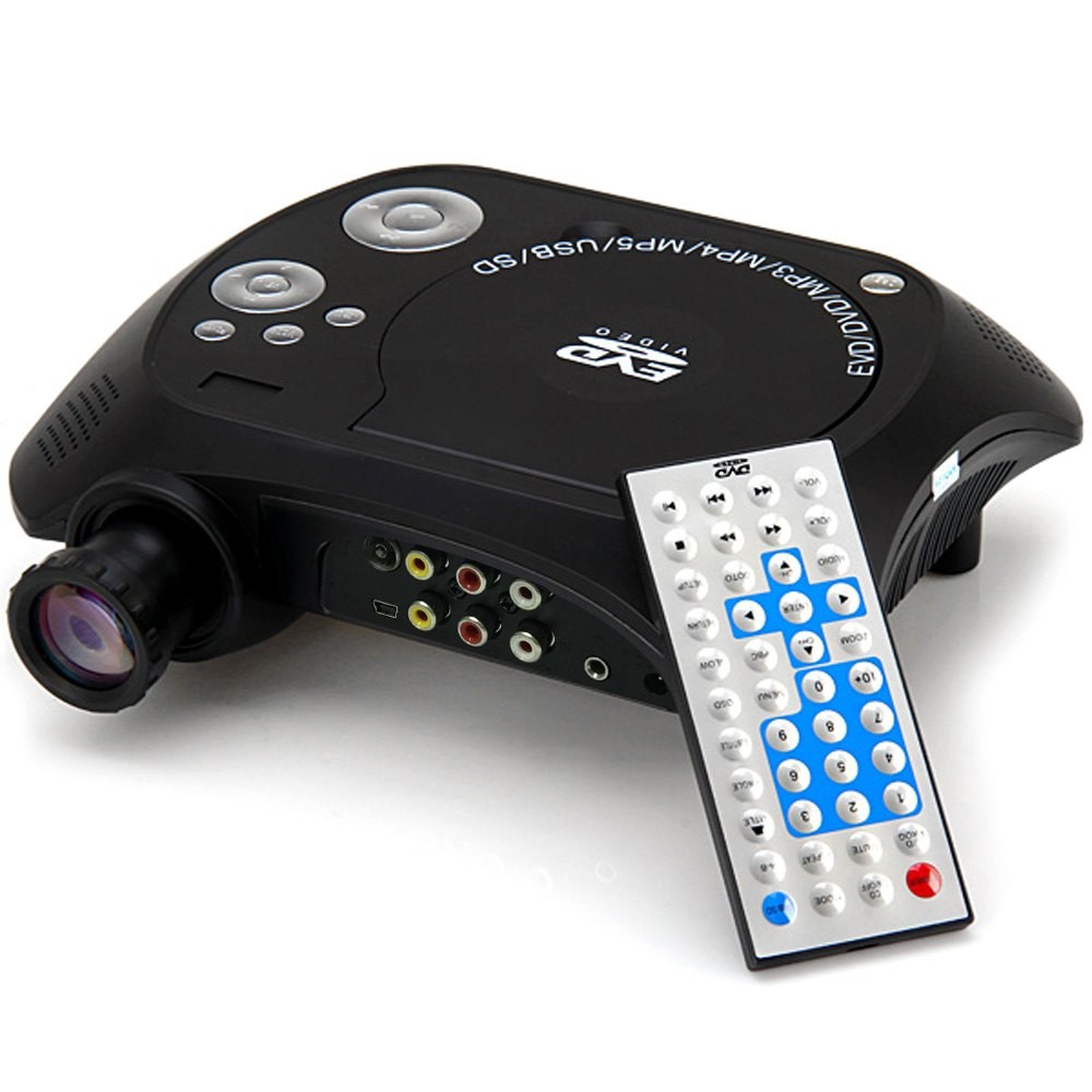 KSD-368 Portable LED Projector 40 Lumens 480 x 320 Native Resolution with DVD Player for Home Business Education