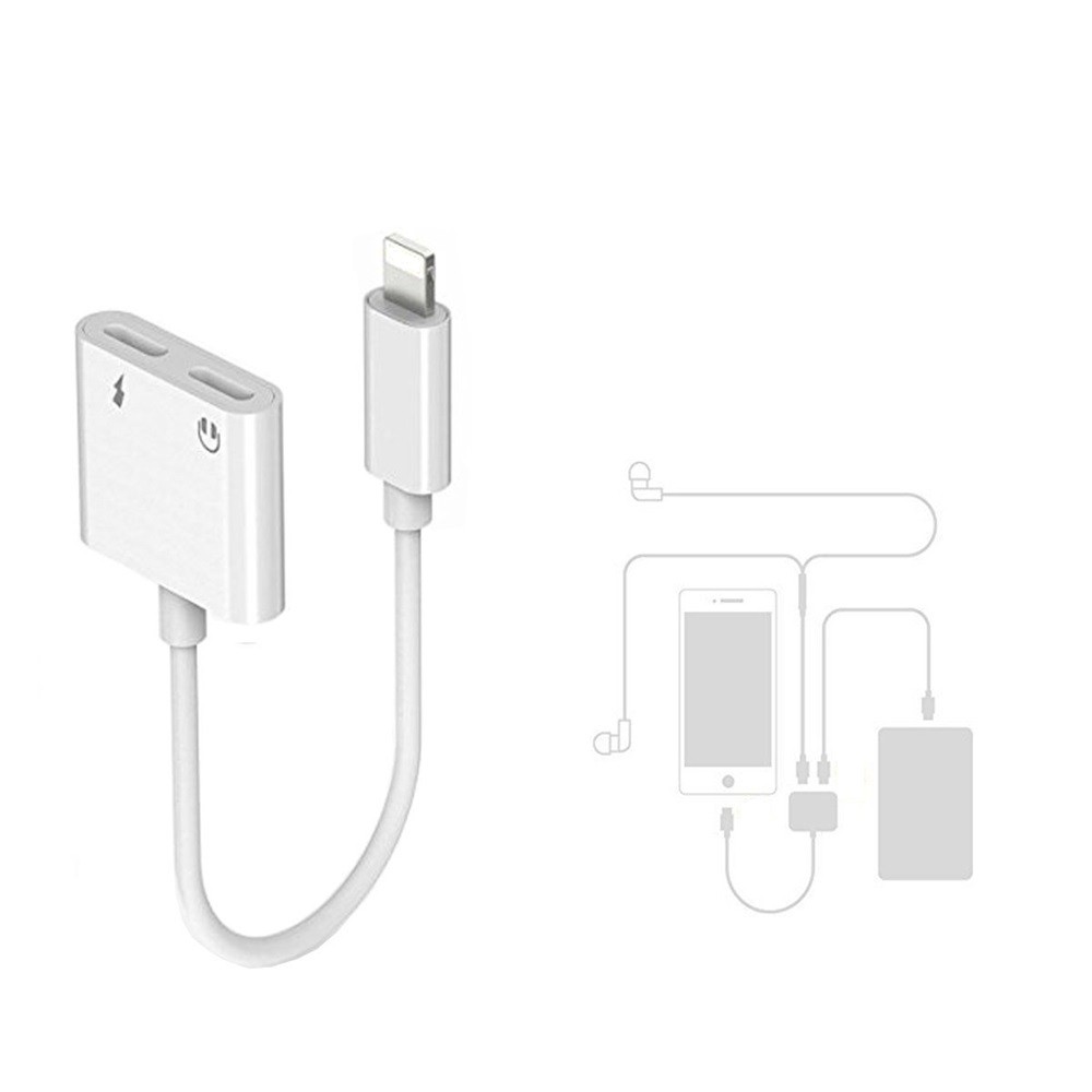2 in 1 Dual Headphone Jack Adapter with Charge Splitter for iPhone X / 8/ 8 Plus
