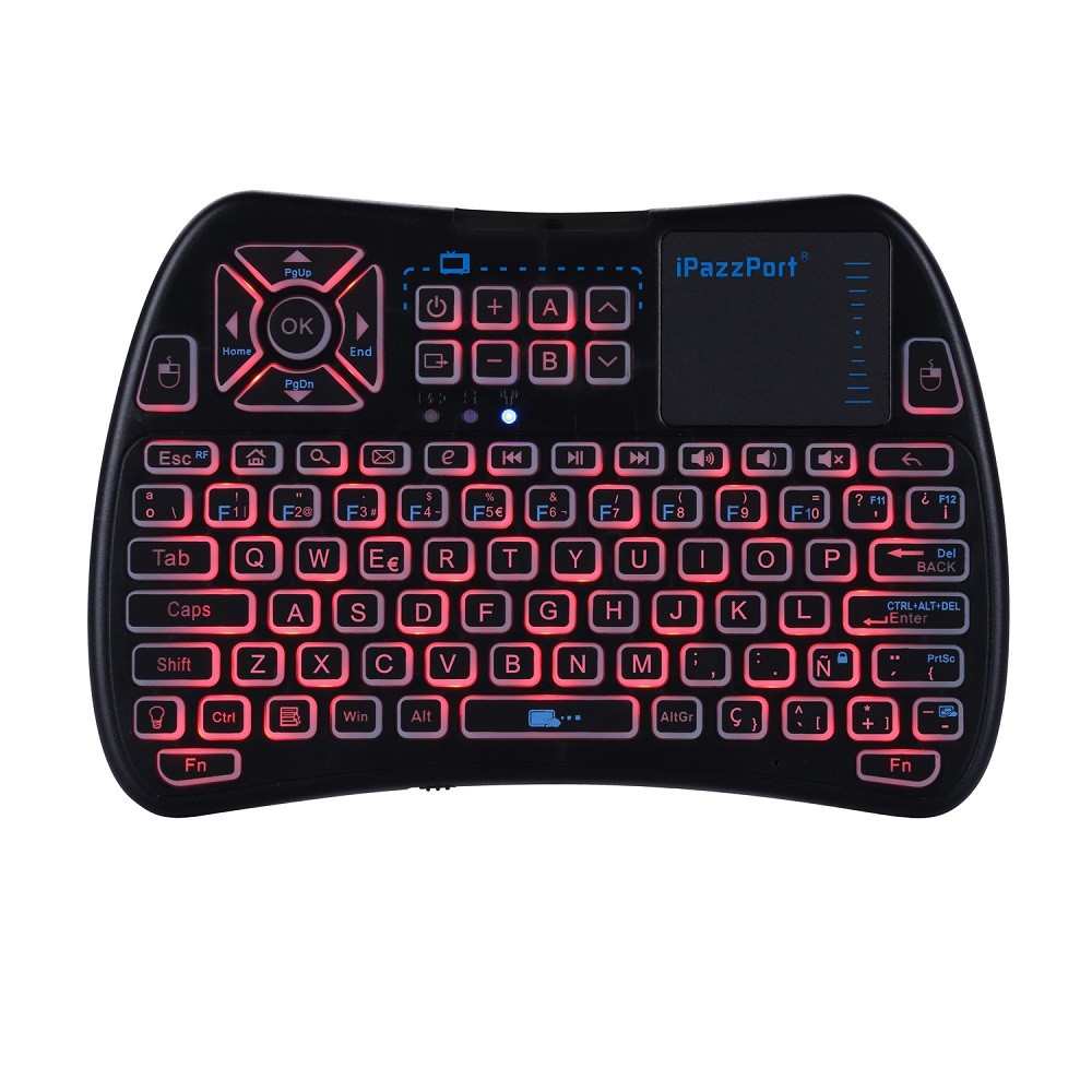 Ipazzport KP-810-61 Backlit Mini Wireless Keyboard and Infrared Learning Spanish