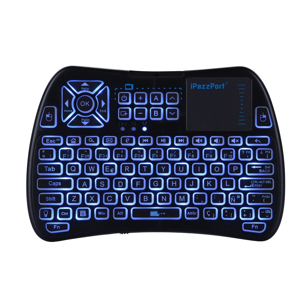 Ipazzport KP-810-61 Backlit Mini Wireless Keyboard and Infrared Learning Spanish