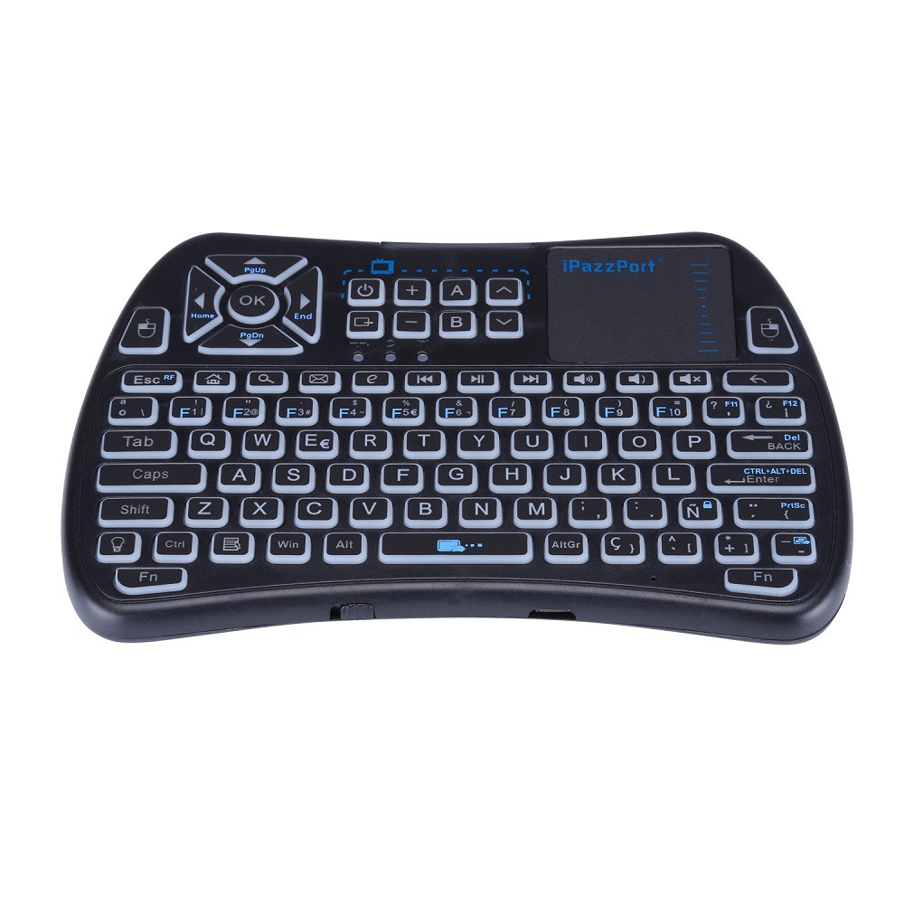Ipazzport KP-810-61 Backlit Mini Wireless Keyboard and Infrared Learning Spanish