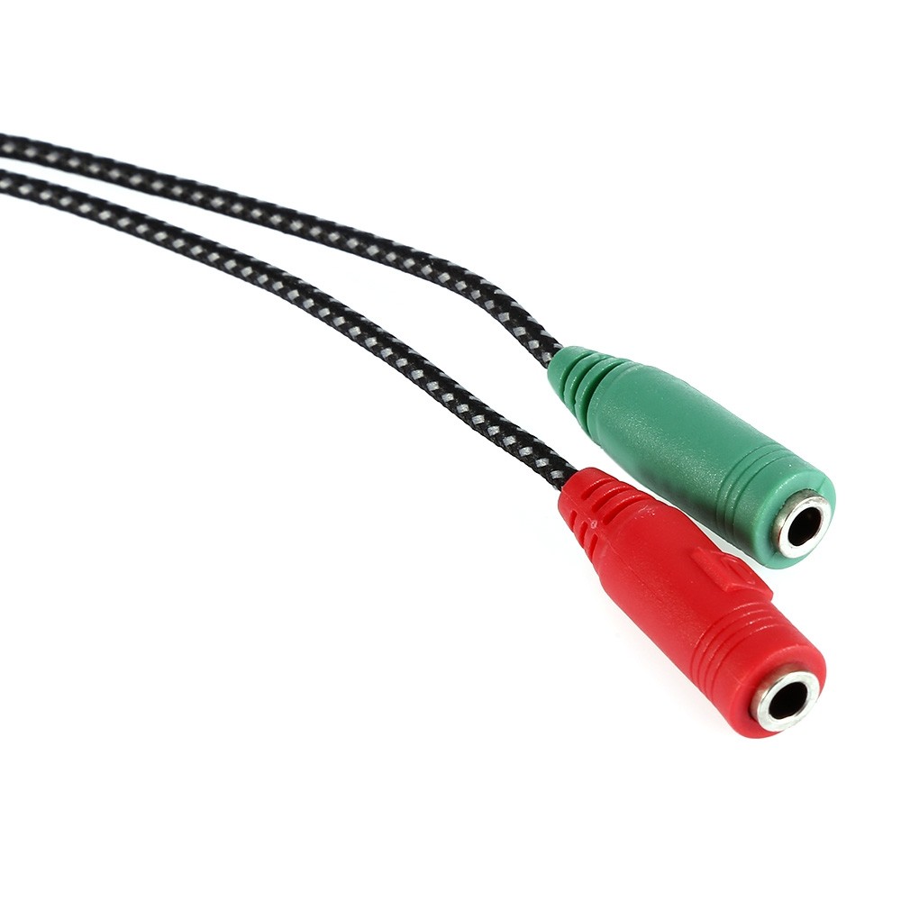 22cm 3.5mm Male to 2 Female Audio Headphone Adapter Braided Cable