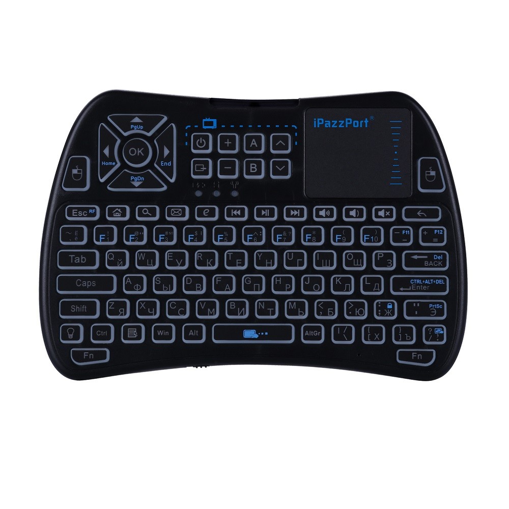 Ipazzport KP-810-61 Backlit Mini Wireless Keyboard and Infrared Learning Russian