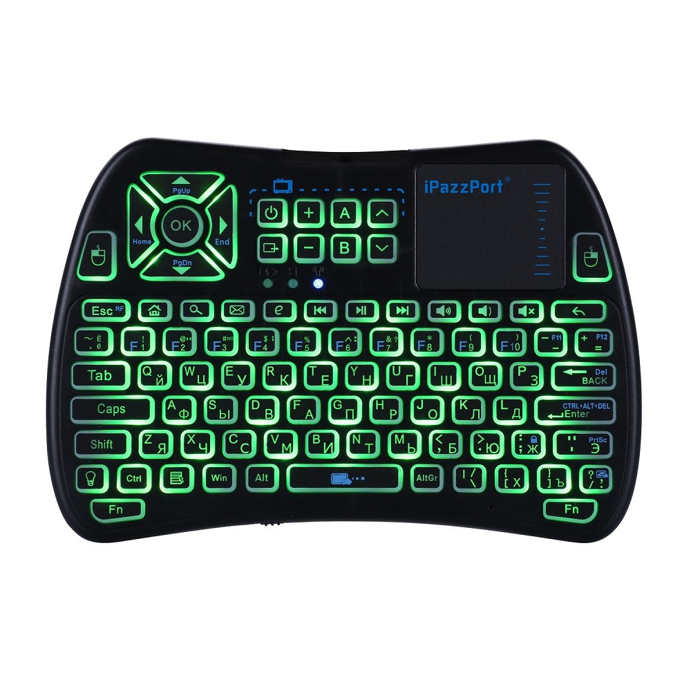 Ipazzport KP-810-61 Backlit Mini Wireless Keyboard and Infrared Learning Russian