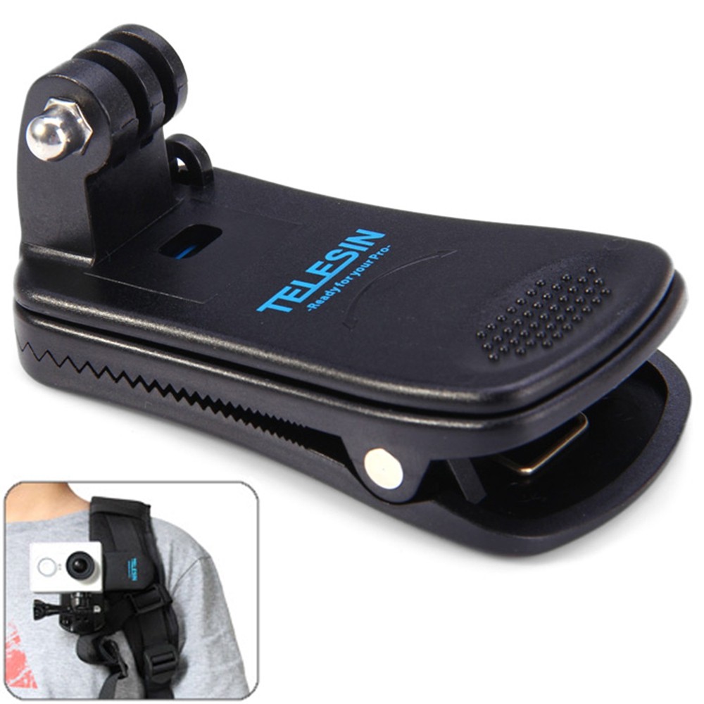 TELESIN Backpack Clip Mount 360 Degree Rotary Fast Clamp for GoPro Hero 3 / 3+ / 4 / Xiaomi Yi / SJCAM SJ4000 / SJ5000 Action Camera