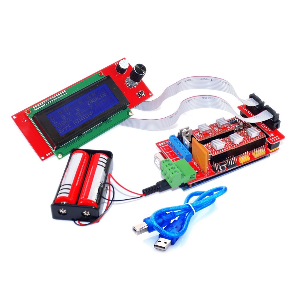 3D Printer Kit Ramps 1.4 Control Board + Mega 2560 R3 Panel + A4988 Driver Plate with Heatsink + 2004 LCD Display Screen