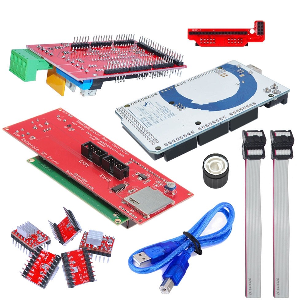 3D Printer Kit Ramps 1.4 Control Board + Mega 2560 R3 Panel + A4988 Driver Plate with Heatsink + 2004 LCD Display Screen