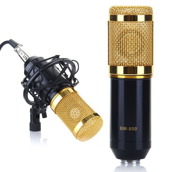 BM-800 Condenser Sound Recording Microphone and Plastic Shock Mount for Radio Broadcasting Studio Voice Recording