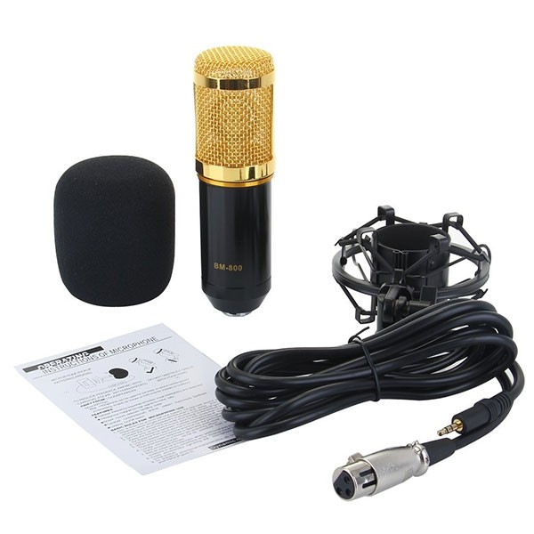 BM-800 Condenser Sound Recording Microphone and Plastic Shock Mount for Radio Broadcasting Studio Voice Recording