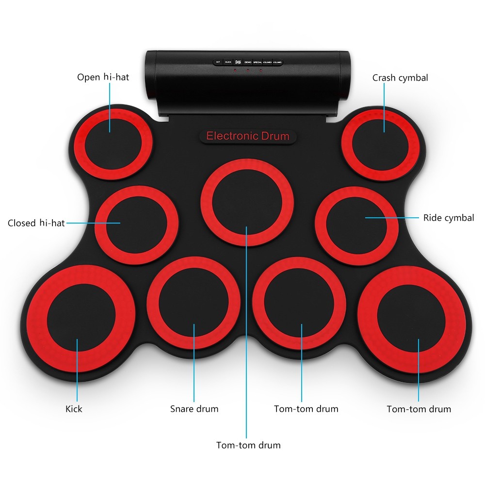 G3001 Table-top Electronic Drum Foldable Rubber-coated Water-resistant Pedals Sticks
