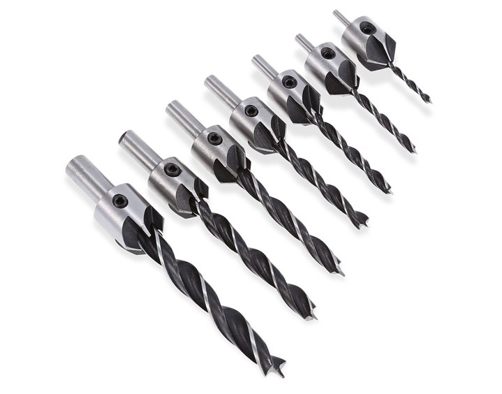 7pcs 3 - 10mm 5 Flute Countersink Drill Bit HSS Re