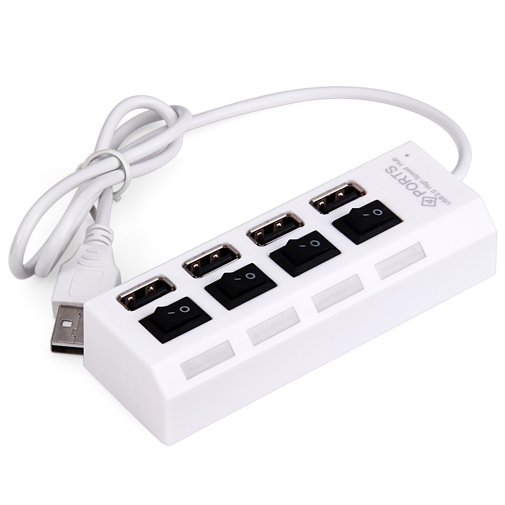 4-port USB 2.0 Hub 480Mbps with On / Off Switch for PC / Laptop / Camera / Mouse / Hard Disk etc.