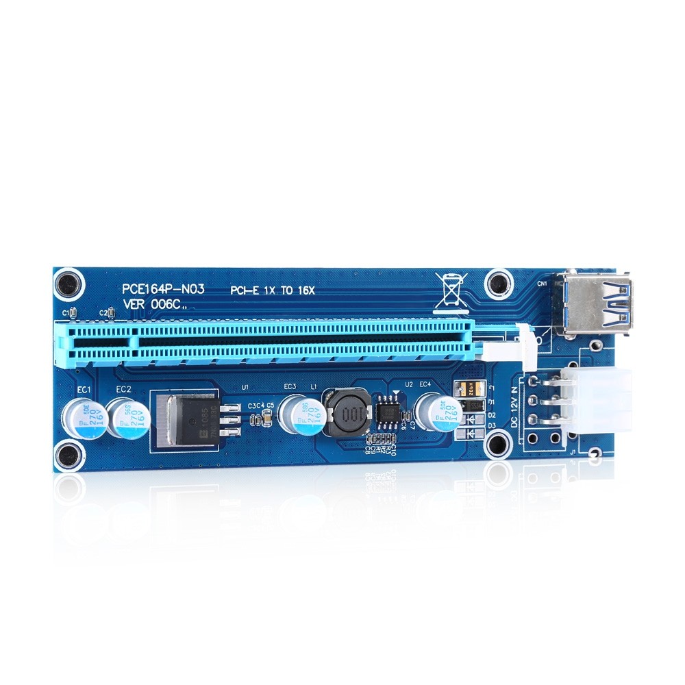 PCI-E 1x to 16x Extender Rise Card DC - DC 12V USB 3.0 Extension Adapter