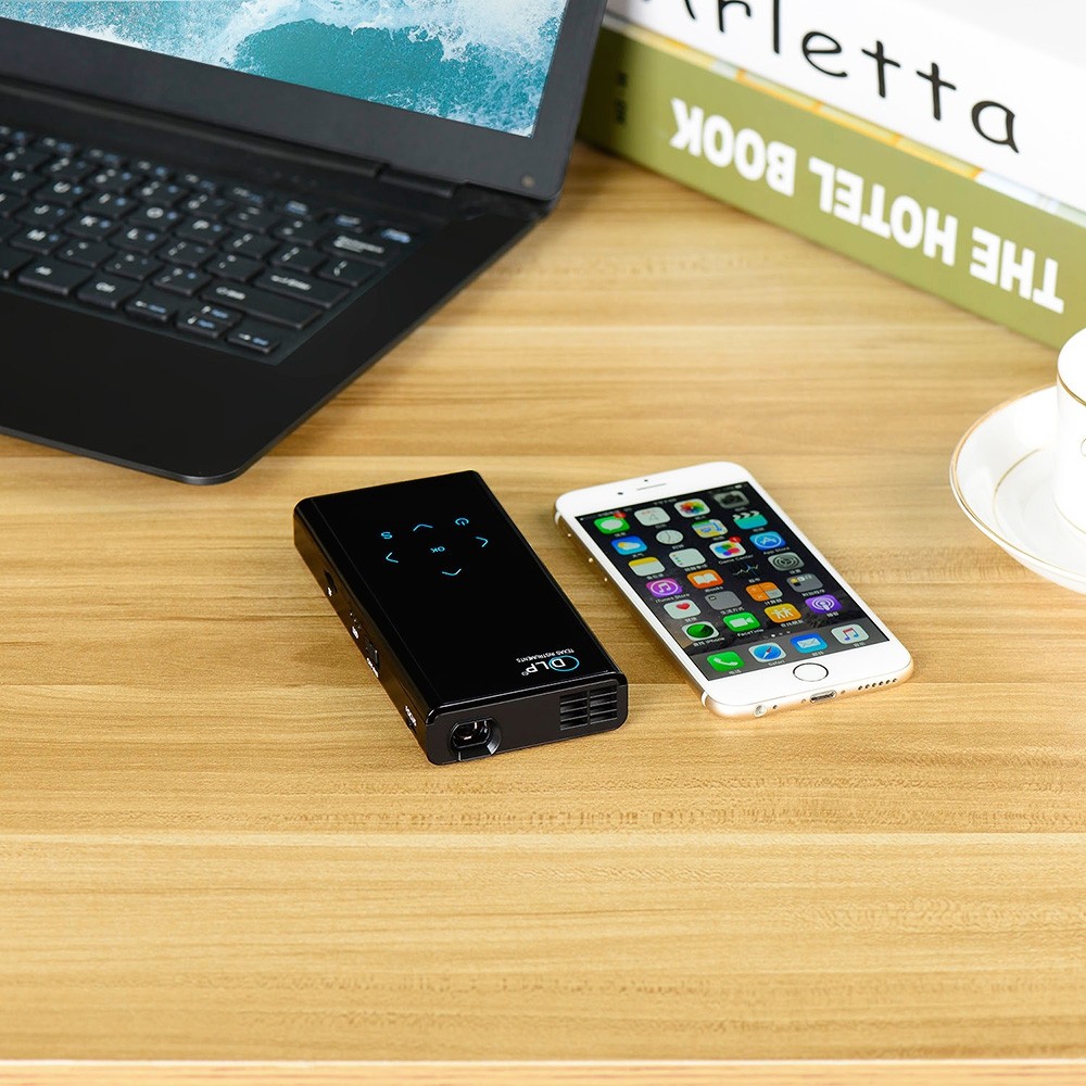 E06S 120 Lumens 854 x 480 Pixels Android4.4.2 DLP WiFi Bluetooth Projector Support HDMI AV USB Mini SD Card Slot for Home Theater Business - 1GB RAM 4GB ROM