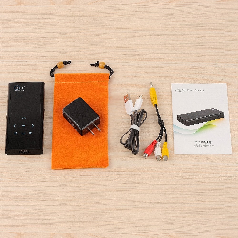 E06S 120 Lumens 854 x 480 Pixels Android4.4.2 DLP WiFi Bluetooth Projector Support HDMI AV USB Mini SD Card Slot for Home Theater Business - 1GB RAM 4GB ROM