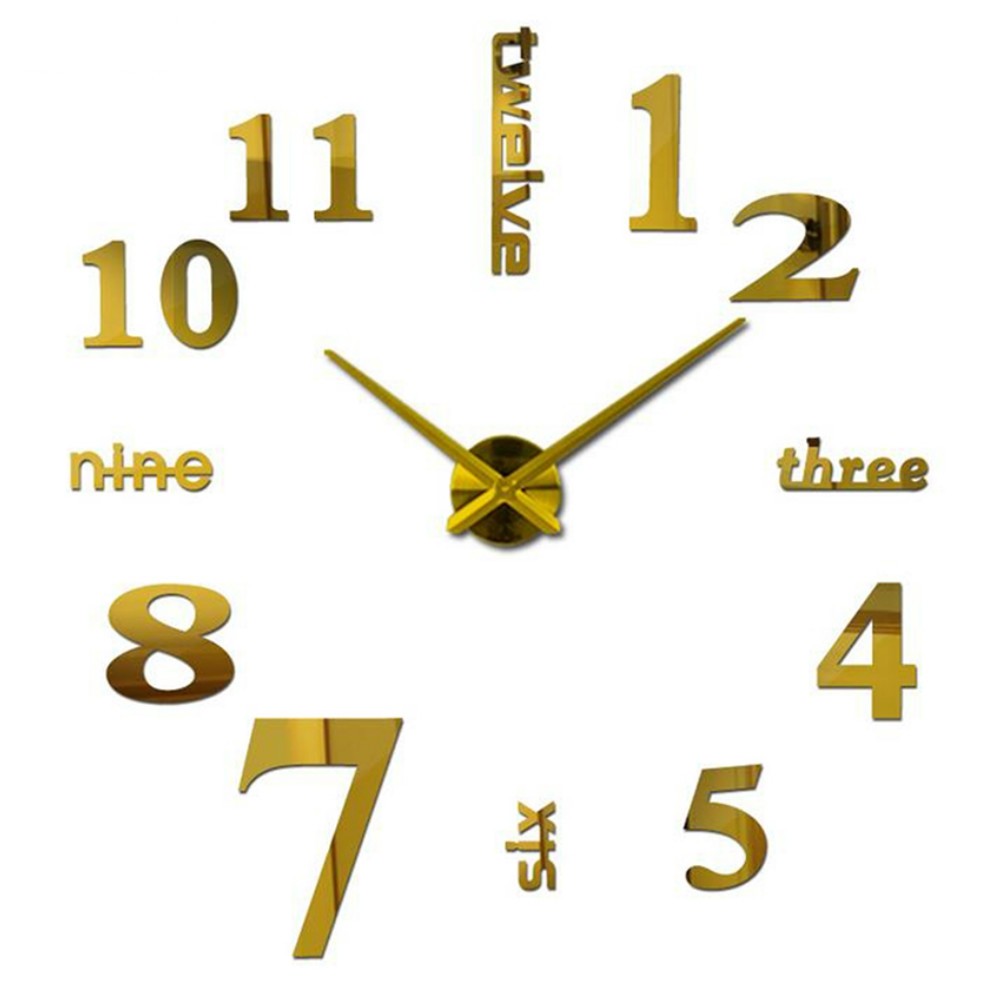 3D Big Wall Clock Mirror Sticker Diy Living Room Decor