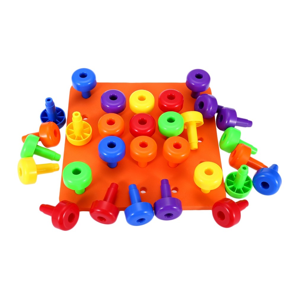 30pcs Kids Pegboard Jigsaw Building Block Puzzle Developmental Toy