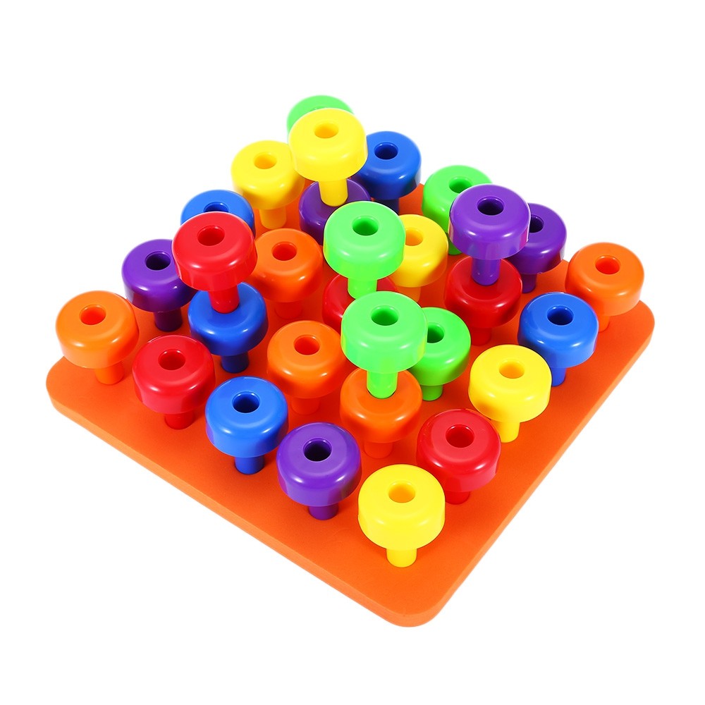 30pcs Kids Pegboard Jigsaw Building Block Puzzle Developmental Toy