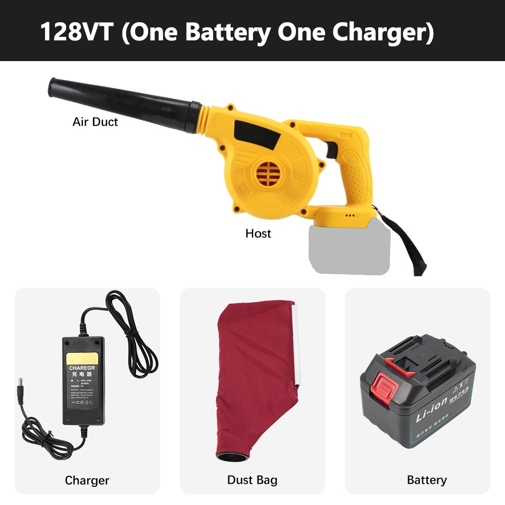 21V Cordless Dual-use Electric Air Blower Set Dust Collector with Li-ion Battery