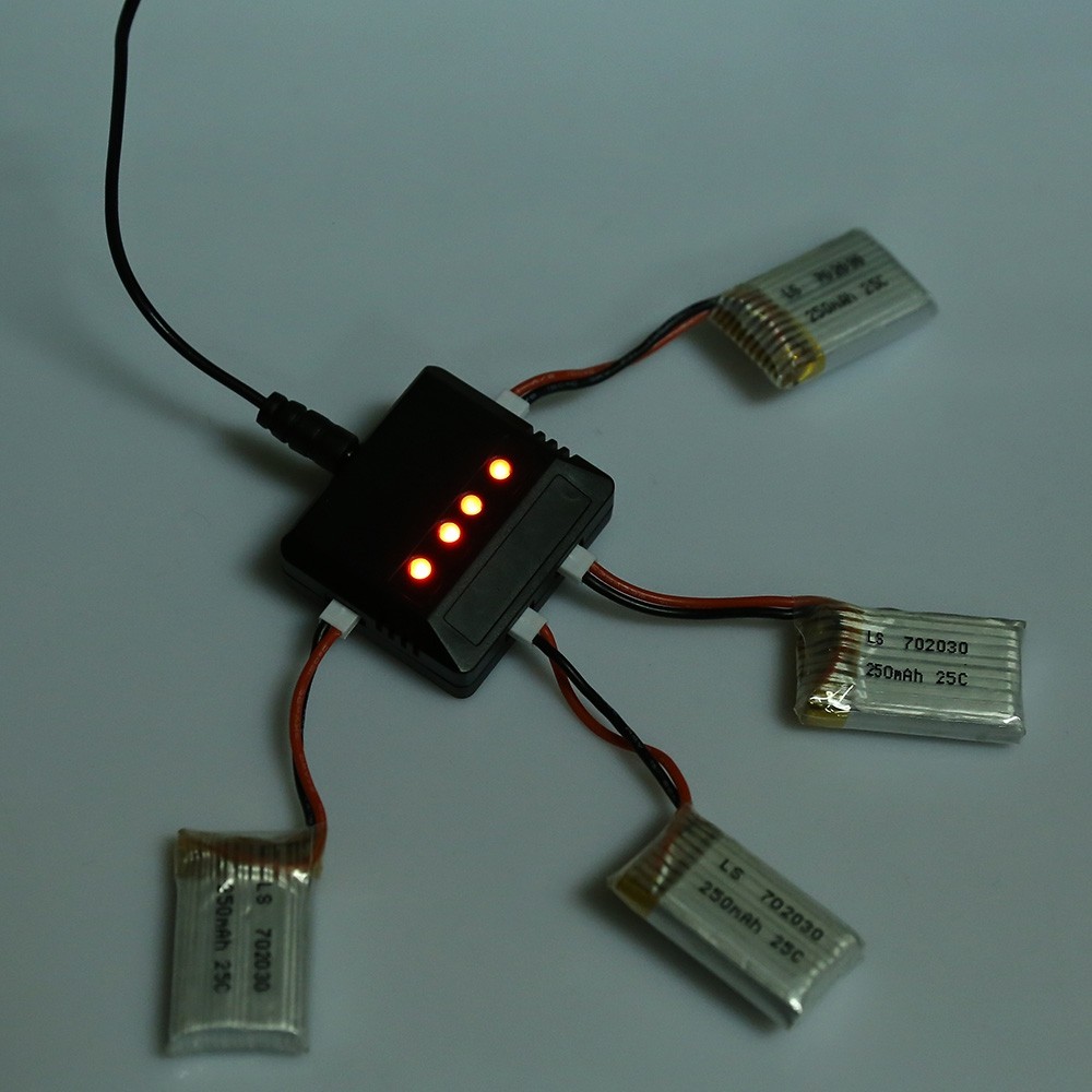 4 x 3.7V 250mAh 25C Battery + Balance Charger / Cable Set Accessory for JJRC JJ-1000 Quadcopter