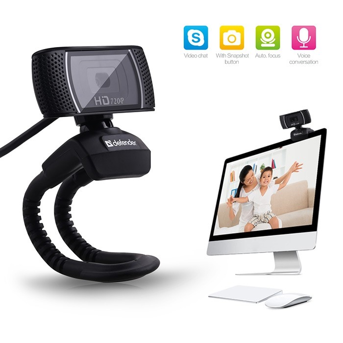 Defender 360 Degree Rotatable 2MP HD Webcam Clip-on Web PC Camera 1280 x 720 Resolution for PC Laptop