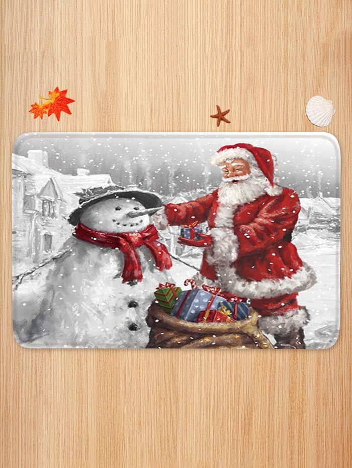 Christmas Santa Claus and Snowman Pattern 3 Pcs Toilet Mat Set