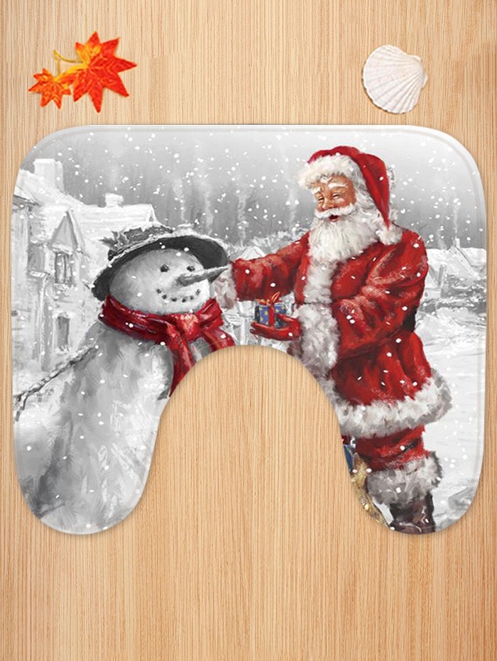 Christmas Santa Claus and Snowman Pattern 3 Pcs Toilet Mat Set