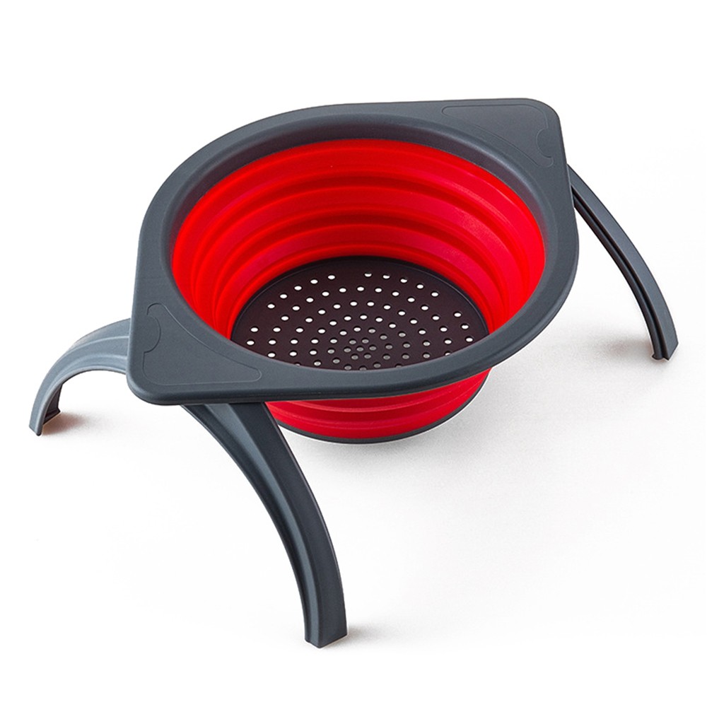 Collapsible Silicone Fruit Vegetable Washing Basket Strainer Bowl with Support Frames Kitchen Colander Drainer