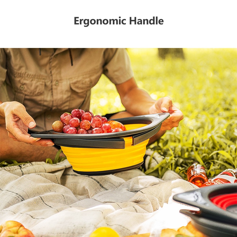 Collapsible Silicone Fruit Vegetable Washing Basket Strainer Bowl with Support Frames Kitchen Colander Drainer
