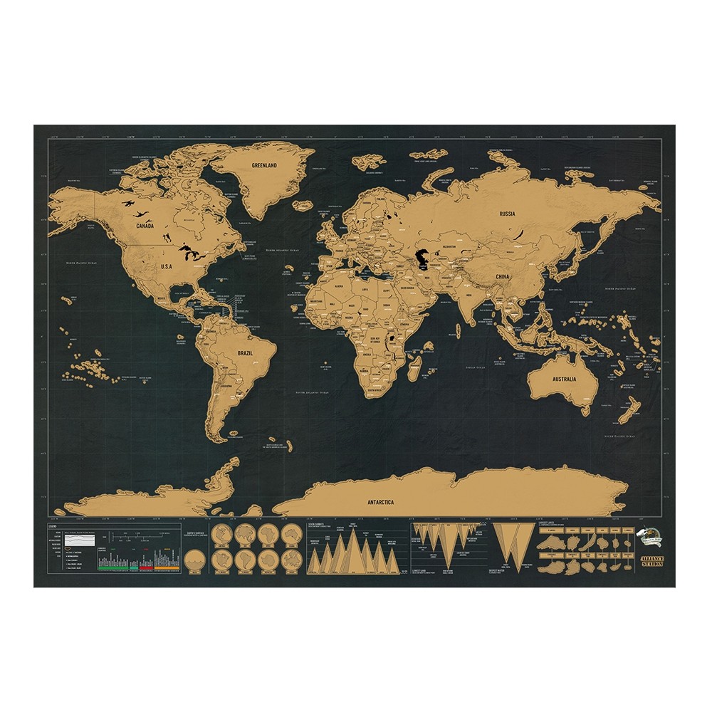 Black Luxury Edition Scratch World Map 82.5 x 59.4cm