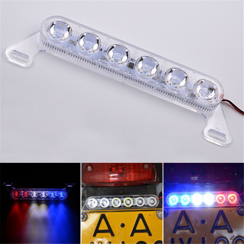 Universal Motorcycle 6 LED License Plate Strobe Flash Light Rear Tail Lamp