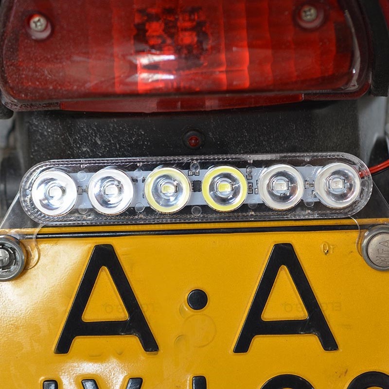 Universal Motorcycle 6 LED License Plate Strobe Flash Light Rear Tail Lamp
