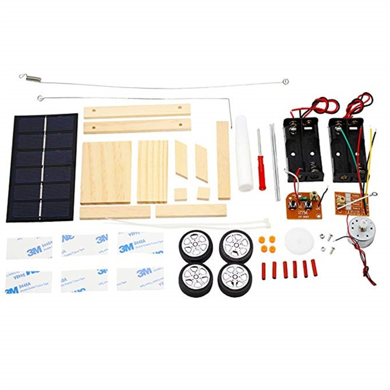 Solar Remote Control Vehicle Wooden Assembly Car Science Educational Toy