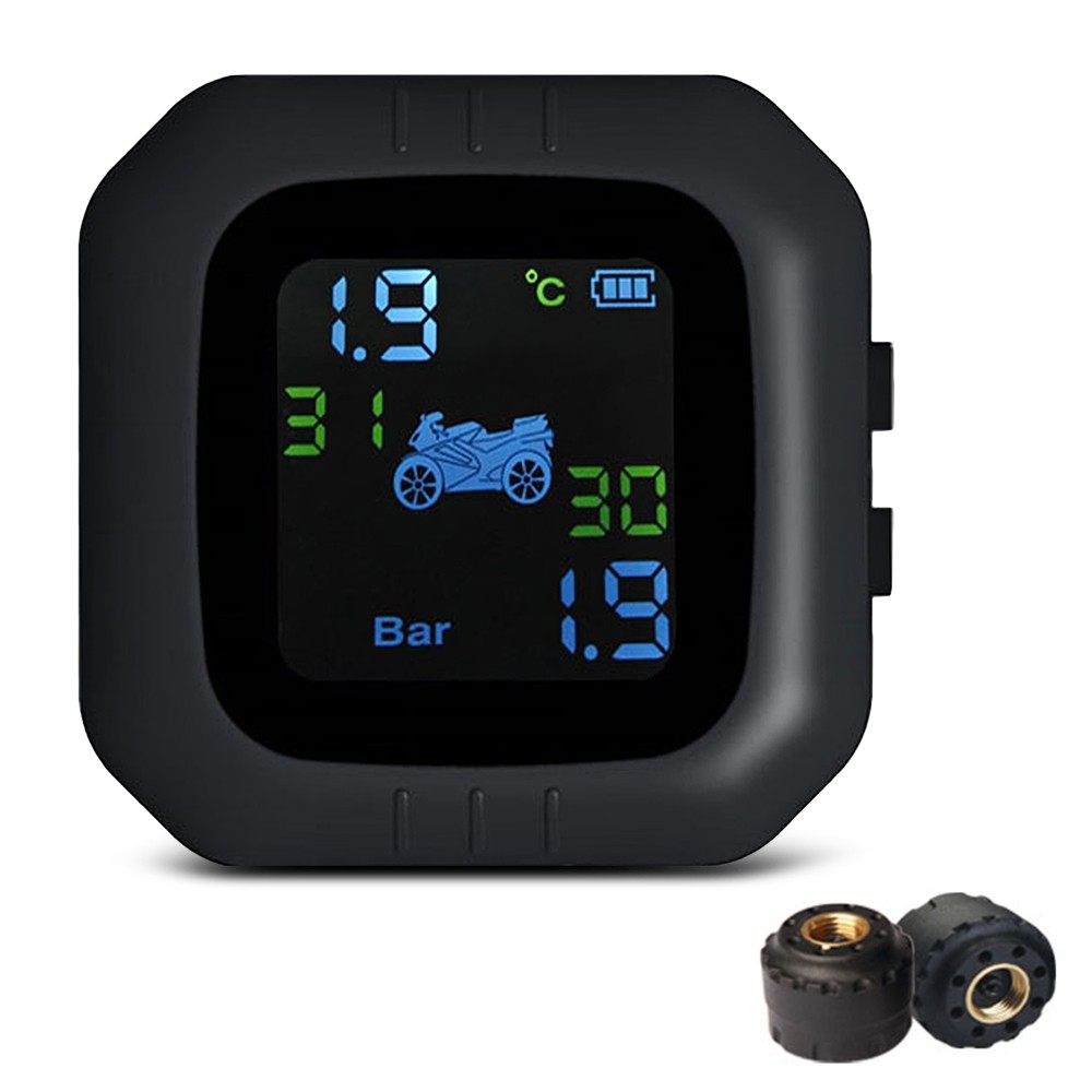Tire Pressure Monitoring System Motorcycle TPMS Real-time Tester LCD Screen with 2 External Sensors